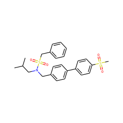CC(C)CN(Cc1ccc(-c2ccc(S(C)(=O)=O)cc2)cc1)S(=O)(=O)Cc1ccccc1 ZINC000143850160