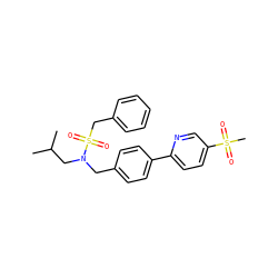 CC(C)CN(Cc1ccc(-c2ccc(S(C)(=O)=O)cn2)cc1)S(=O)(=O)Cc1ccccc1 ZINC000169341944