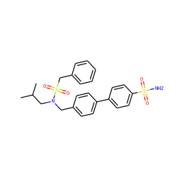 CC(C)CN(Cc1ccc(-c2ccc(S(N)(=O)=O)cc2)cc1)S(=O)(=O)Cc1ccccc1 ZINC000169341946
