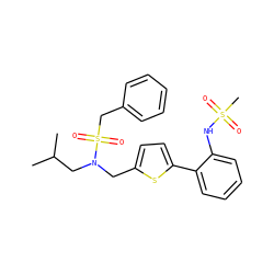 CC(C)CN(Cc1ccc(-c2ccccc2NS(C)(=O)=O)s1)S(=O)(=O)Cc1ccccc1 ZINC000148816824