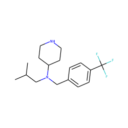 CC(C)CN(Cc1ccc(C(F)(F)F)cc1)C1CCNCC1 ZINC000036093131
