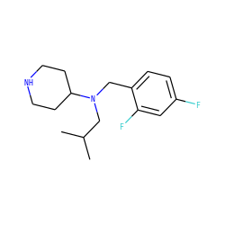 CC(C)CN(Cc1ccc(F)cc1F)C1CCNCC1 ZINC000036093182