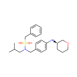 CC(C)CN(Cc1ccc(N[C@@H]2CCCOC2)cc1)S(=O)(=O)Cc1ccccc1 ZINC000147292766
