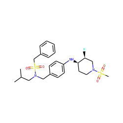 CC(C)CN(Cc1ccc(N[C@@H]2CCN(S(C)(=O)=O)C[C@@H]2F)cc1)S(=O)(=O)Cc1ccccc1 ZINC000147291555