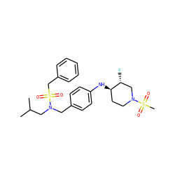 CC(C)CN(Cc1ccc(N[C@@H]2CCN(S(C)(=O)=O)C[C@H]2F)cc1)S(=O)(=O)Cc1ccccc1 ZINC000147292285