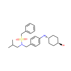 CC(C)CN(Cc1ccc(N[C@H]2CC[C@H](O)CC2)cc1)S(=O)(=O)Cc1ccccc1 ZINC000147293627