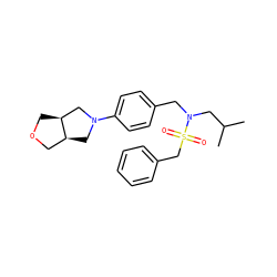 CC(C)CN(Cc1ccc(N2C[C@H]3COC[C@H]3C2)cc1)S(=O)(=O)Cc1ccccc1 ZINC000147291817