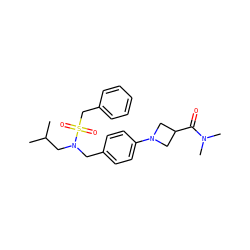 CC(C)CN(Cc1ccc(N2CC(C(=O)N(C)C)C2)cc1)S(=O)(=O)Cc1ccccc1 ZINC000147275631