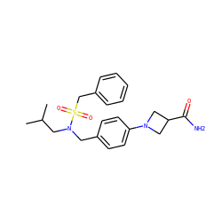 CC(C)CN(Cc1ccc(N2CC(C(N)=O)C2)cc1)S(=O)(=O)Cc1ccccc1 ZINC000147263155