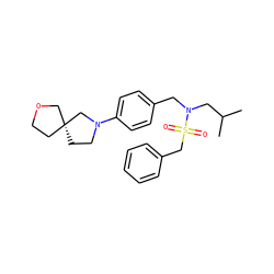 CC(C)CN(Cc1ccc(N2CC[C@@]3(CCOC3)C2)cc1)S(=O)(=O)Cc1ccccc1 ZINC000147268380