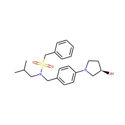 CC(C)CN(Cc1ccc(N2CC[C@@H](O)C2)cc1)S(=O)(=O)Cc1ccccc1 ZINC000147268097