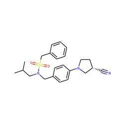 CC(C)CN(Cc1ccc(N2CC[C@H](C#N)C2)cc1)S(=O)(=O)Cc1ccccc1 ZINC000147267170