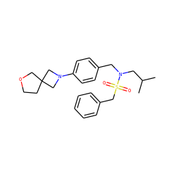 CC(C)CN(Cc1ccc(N2CC3(CCOC3)C2)cc1)S(=O)(=O)Cc1ccccc1 ZINC000147291357