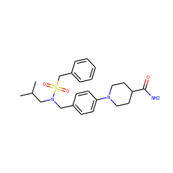 CC(C)CN(Cc1ccc(N2CCC(C(N)=O)CC2)cc1)S(=O)(=O)Cc1ccccc1 ZINC000224298911