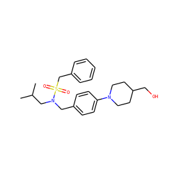 CC(C)CN(Cc1ccc(N2CCC(CO)CC2)cc1)S(=O)(=O)Cc1ccccc1 ZINC000224301846