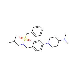 CC(C)CN(Cc1ccc(N2CCC(N(C)C)CC2)cc1)S(=O)(=O)Cc1ccccc1 ZINC000224297890