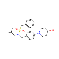 CC(C)CN(Cc1ccc(N2CCC(O)CC2)cc1)S(=O)(=O)Cc1ccccc1 ZINC000147279517