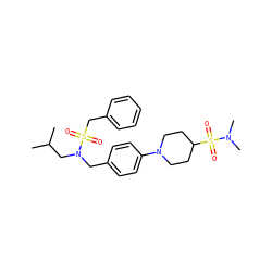 CC(C)CN(Cc1ccc(N2CCC(S(=O)(=O)N(C)C)CC2)cc1)S(=O)(=O)Cc1ccccc1 ZINC000147282715