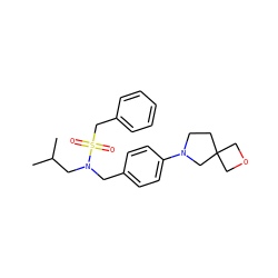 CC(C)CN(Cc1ccc(N2CCC3(COC3)C2)cc1)S(=O)(=O)Cc1ccccc1 ZINC000147267901