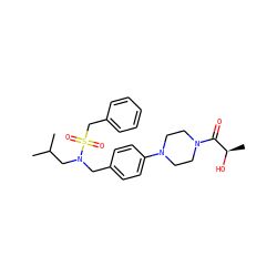 CC(C)CN(Cc1ccc(N2CCN(C(=O)[C@@H](C)O)CC2)cc1)S(=O)(=O)Cc1ccccc1 ZINC000147266017