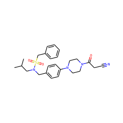 CC(C)CN(Cc1ccc(N2CCN(C(=O)CC#N)CC2)cc1)S(=O)(=O)Cc1ccccc1 ZINC000147266460