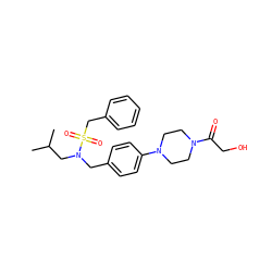 CC(C)CN(Cc1ccc(N2CCN(C(=O)CO)CC2)cc1)S(=O)(=O)Cc1ccccc1 ZINC000147236469