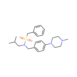 CC(C)CN(Cc1ccc(N2CCN(C)CC2)cc1)S(=O)(=O)Cc1ccccc1 ZINC000224289811