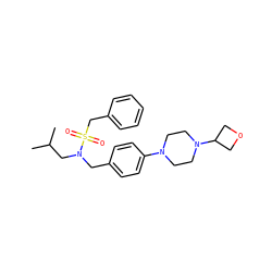 CC(C)CN(Cc1ccc(N2CCN(C3COC3)CC2)cc1)S(=O)(=O)Cc1ccccc1 ZINC000147270253