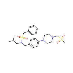 CC(C)CN(Cc1ccc(N2CCN(CS(C)(=O)=O)CC2)cc1)S(=O)(=O)Cc1ccccc1 ZINC000299830638