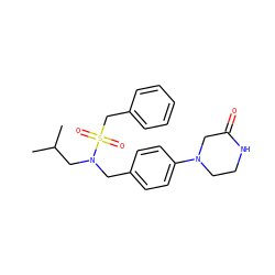 CC(C)CN(Cc1ccc(N2CCNC(=O)C2)cc1)S(=O)(=O)Cc1ccccc1 ZINC000224297944