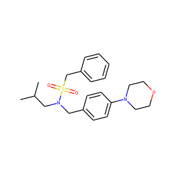 CC(C)CN(Cc1ccc(N2CCOCC2)cc1)S(=O)(=O)Cc1ccccc1 ZINC000224299494