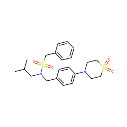 CC(C)CN(Cc1ccc(N2CCS(=O)(=O)CC2)cc1)S(=O)(=O)Cc1ccccc1 ZINC000224296928