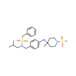 CC(C)CN(Cc1ccc(NC2(C)CCN(S(C)(=O)=O)CC2)cc1)S(=O)(=O)Cc1ccccc1 ZINC000147269092
