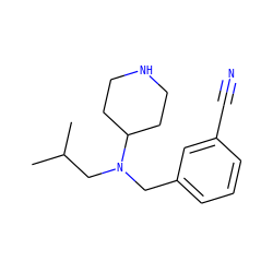 CC(C)CN(Cc1cccc(C#N)c1)C1CCNCC1 ZINC000036093127