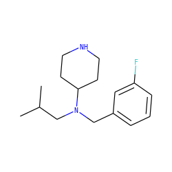 CC(C)CN(Cc1cccc(F)c1)C1CCNCC1 ZINC000036093142