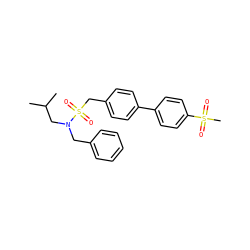 CC(C)CN(Cc1ccccc1)S(=O)(=O)Cc1ccc(-c2ccc(S(C)(=O)=O)cc2)cc1 ZINC000299828723