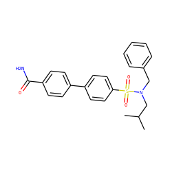 CC(C)CN(Cc1ccccc1)S(=O)(=O)c1ccc(-c2ccc(C(N)=O)cc2)cc1 ZINC000145234246