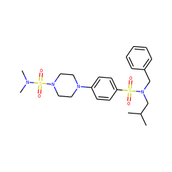 CC(C)CN(Cc1ccccc1)S(=O)(=O)c1ccc(N2CCN(S(=O)(=O)N(C)C)CC2)cc1 ZINC000145410366