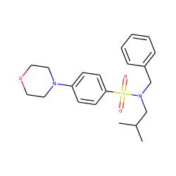 CC(C)CN(Cc1ccccc1)S(=O)(=O)c1ccc(N2CCOCC2)cc1 ZINC000145448340