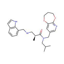 CC(C)CN(Cc1cnc2c(c1)OCCCO2)C(=O)[C@@H](C)CNCc1cccc2cc[nH]c12 ZINC000148823179