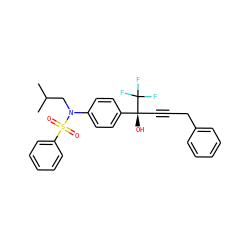 CC(C)CN(c1ccc([C@@](O)(C#CCc2ccccc2)C(F)(F)F)cc1)S(=O)(=O)c1ccccc1 ZINC000084688113
