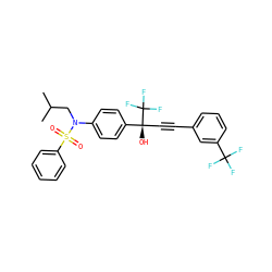 CC(C)CN(c1ccc([C@@](O)(C#Cc2cccc(C(F)(F)F)c2)C(F)(F)F)cc1)S(=O)(=O)c1ccccc1 ZINC000084687793