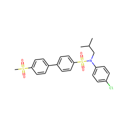 CC(C)CN(c1ccc(Cl)cc1)S(=O)(=O)c1ccc(-c2ccc(S(C)(=O)=O)cc2)cc1 ZINC000147444997