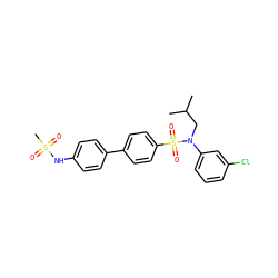 CC(C)CN(c1cccc(Cl)c1)S(=O)(=O)c1ccc(-c2ccc(NS(C)(=O)=O)cc2)cc1 ZINC000147448178