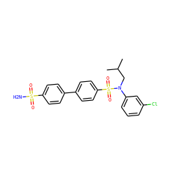 CC(C)CN(c1cccc(Cl)c1)S(=O)(=O)c1ccc(-c2ccc(S(N)(=O)=O)cc2)cc1 ZINC000147446961