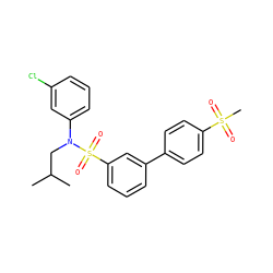 CC(C)CN(c1cccc(Cl)c1)S(=O)(=O)c1cccc(-c2ccc(S(C)(=O)=O)cc2)c1 ZINC000147447960