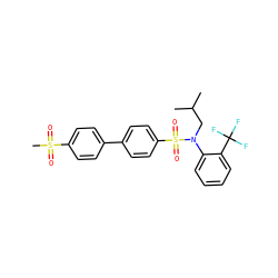 CC(C)CN(c1ccccc1C(F)(F)F)S(=O)(=O)c1ccc(-c2ccc(S(C)(=O)=O)cc2)cc1 ZINC000145304287