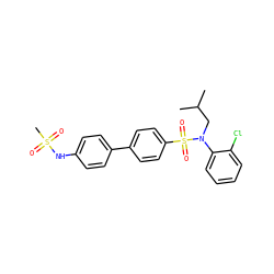 CC(C)CN(c1ccccc1Cl)S(=O)(=O)c1ccc(-c2ccc(NS(C)(=O)=O)cc2)cc1 ZINC000147446212