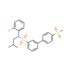 CC(C)CN(c1ccccc1Cl)S(=O)(=O)c1cccc(-c2ccc(S(C)(=O)=O)cc2)c1 ZINC000147447452
