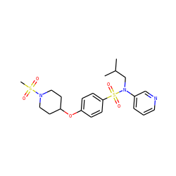 CC(C)CN(c1cccnc1)S(=O)(=O)c1ccc(OC2CCN(S(C)(=O)=O)CC2)cc1 ZINC000299830309